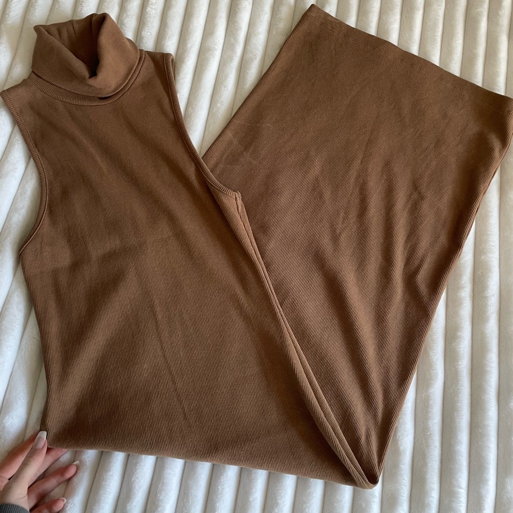 ZARA brown long form fitting dress